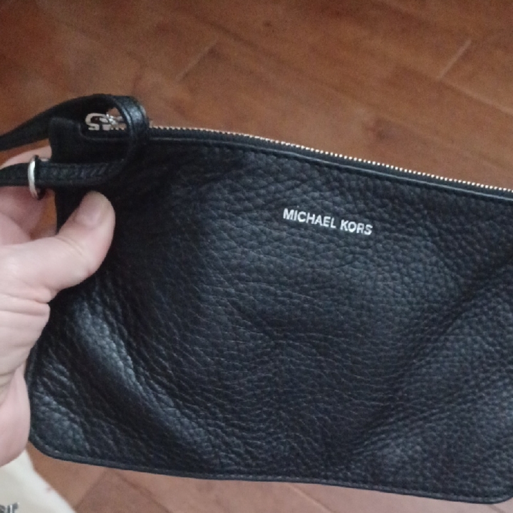 Michael Kors Black Leather Wristlet